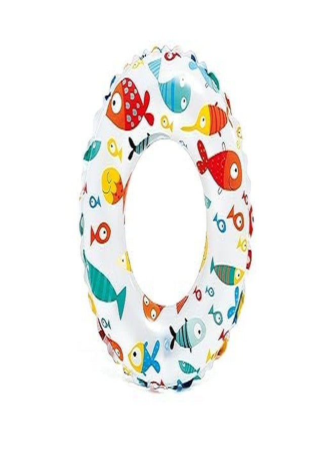 Inflatable Swim Ring, Colourful Fish Print, 61cm Diameter.(Pack of 1)